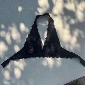 Free People Black lace Halterneck